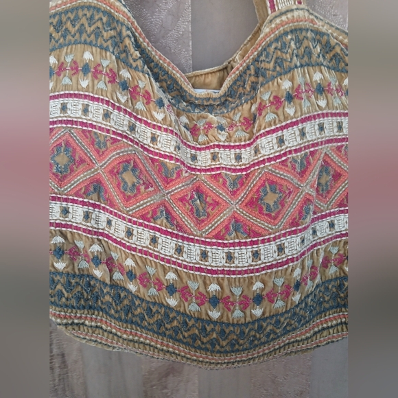 💎 Johnny Was Women's Bag Boho Embroidered Tote Bag in Red, Green & Cream - Picture 13 of 14